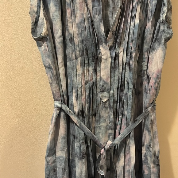 Rebecca Taylor Blue, white and purple silk Tie Front dress - size 10 - Picture 4 of 6